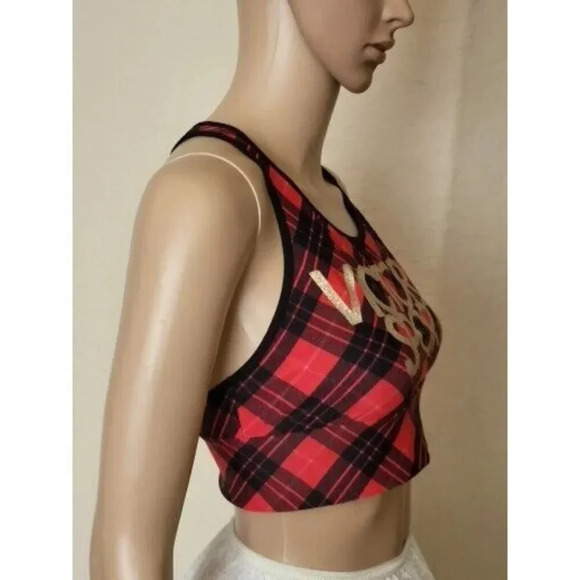 Victoria's Secret Sports Bra Red Gold Spell Out Racerback Size Medium - Picture 3 of 7